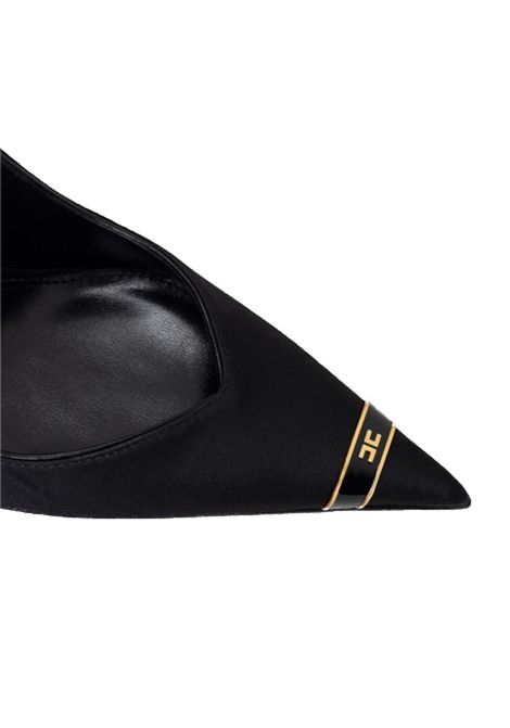 Decolletè ELISABETTA FRANCHI donna SA12L56 Nera punta affusolata con logo tacco finitura dorata suola in cuoio ELISABETTA FRANCHI | Decolletè | SA12L56110
